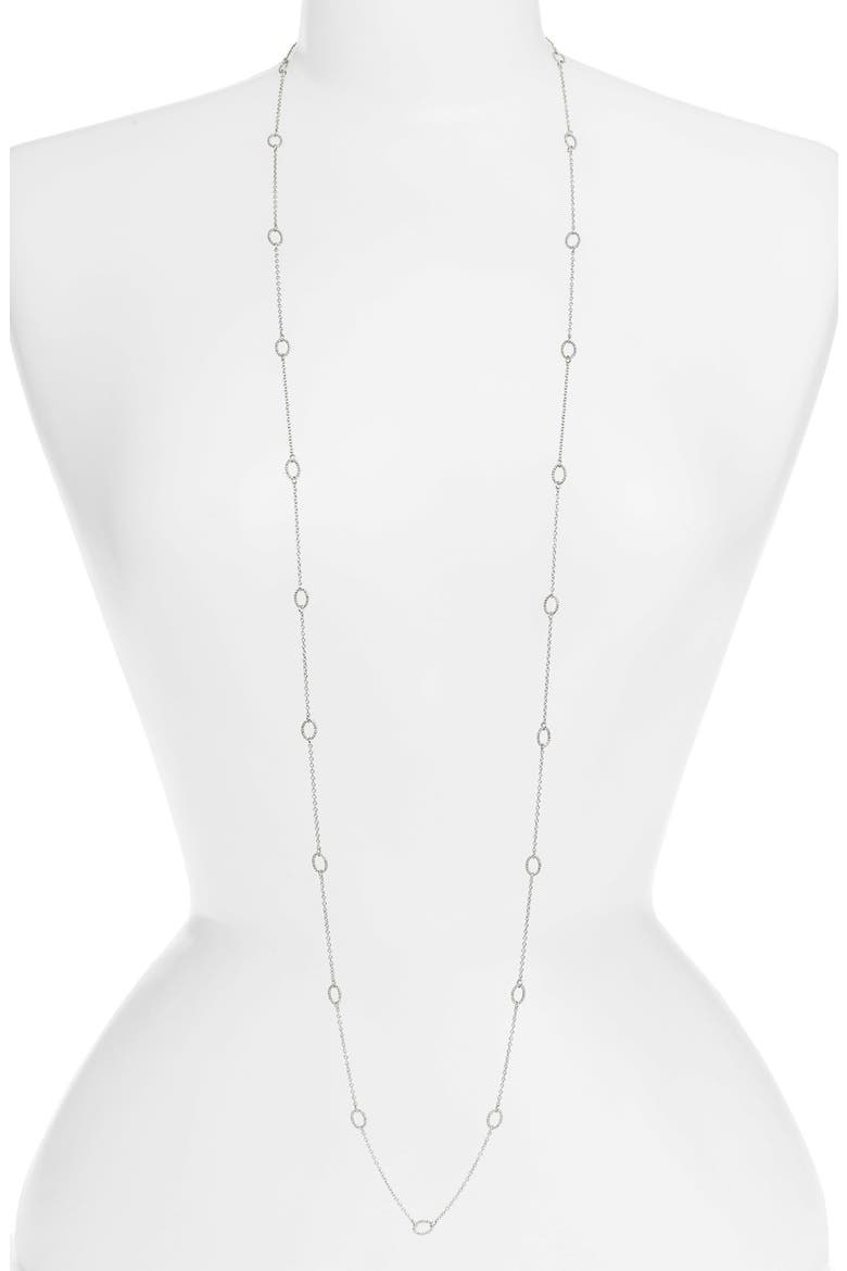 'Layers of Love' Extra Long Station Necklace, Alternate, color, SILVER