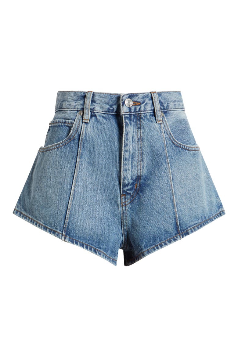 The Tilt High Rise Denim Mini Shorts, Alternate, color, JUNA