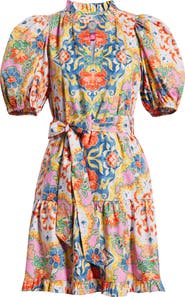 Vince Camuto Puffy Sleeve Print Minidress