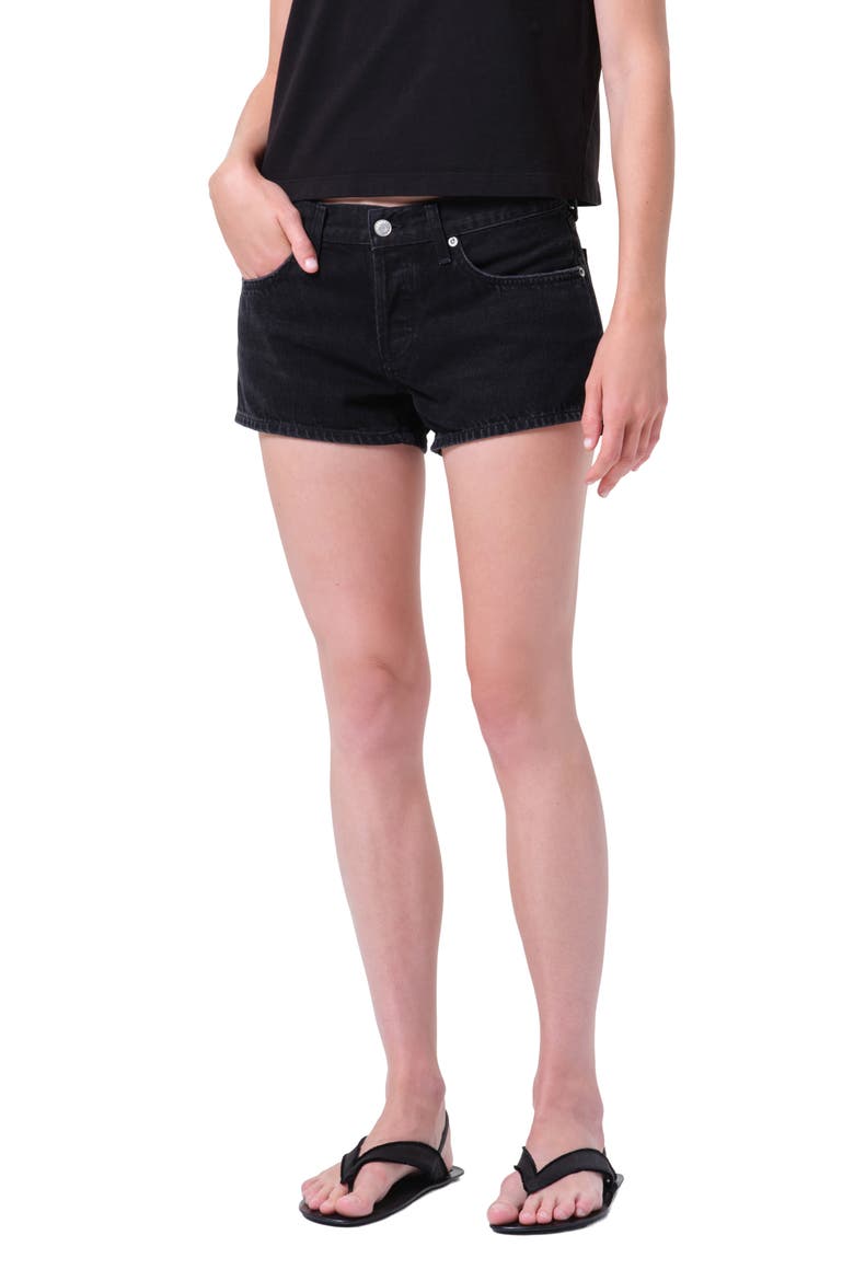 Low Rise Denim Shorts, Main, color, PHASE DARK BLACK