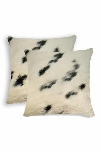 NATURAL Torino Kobe Cowhide Pillow - Set of 2 - 18" x 18" - White/Black