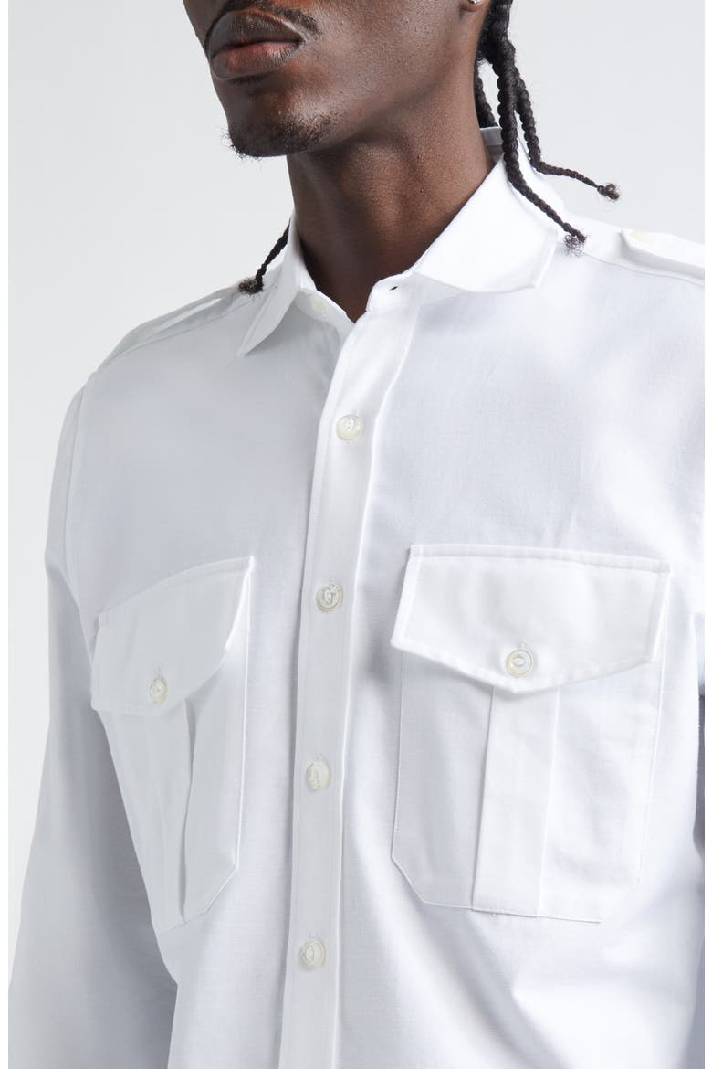 Epaulet Cotton Oxford Button-Up Shirt, Alternate, color, WHITE