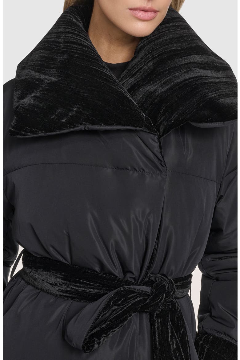 Emerson Velvet Lined Puffer Coat, Alternate, color, BLACK