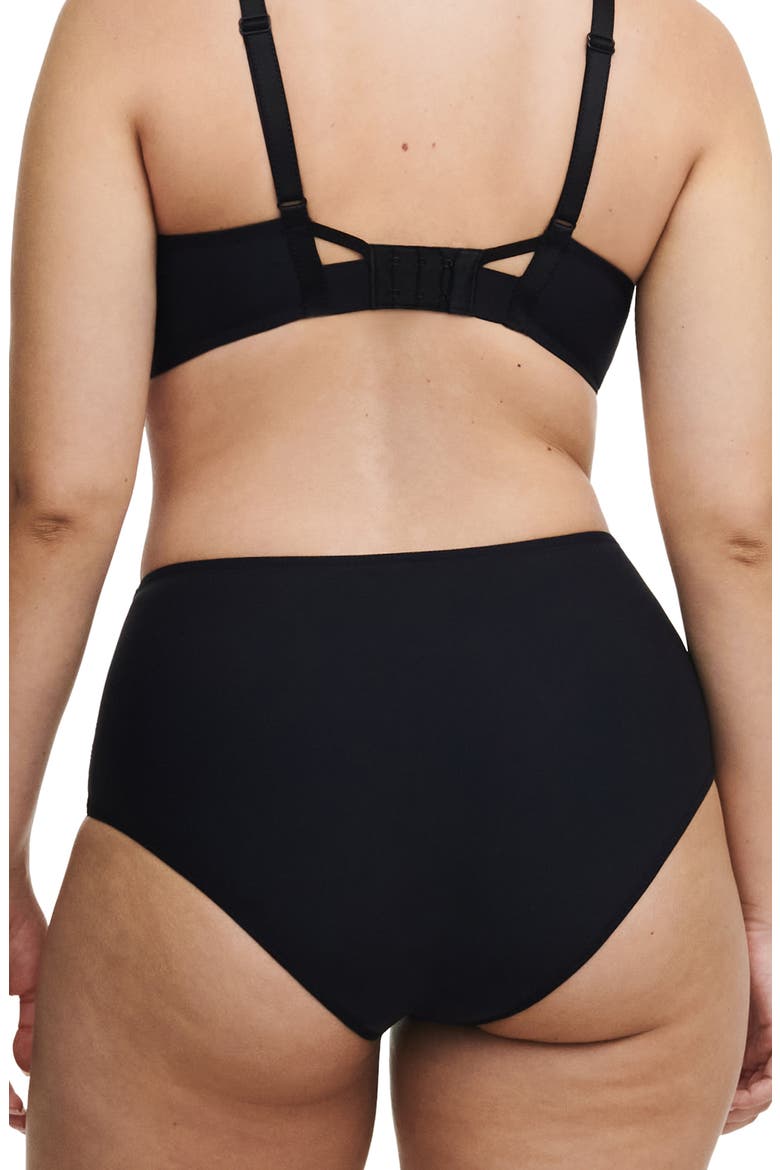 Lace Trim High Waist Briefs, Alternate, color, BLACK