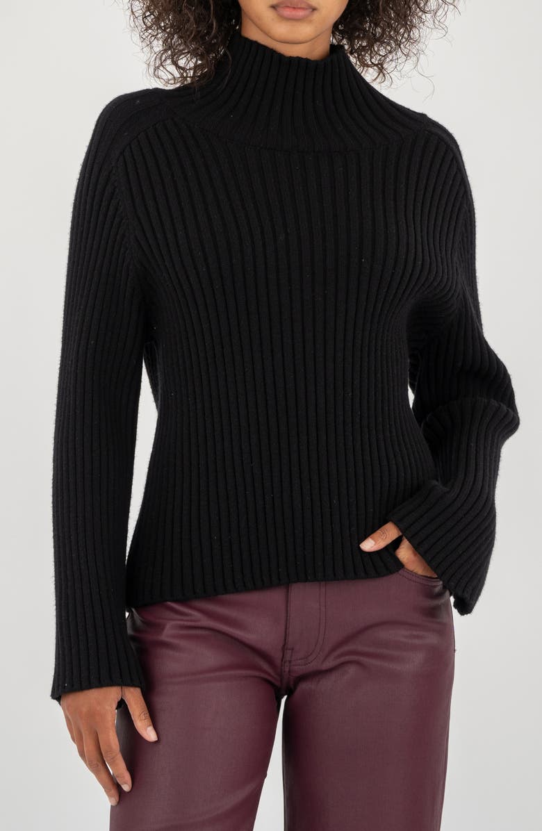KUT from the Kloth Hera Mock Neck Rib Sweater, Main, color, Black