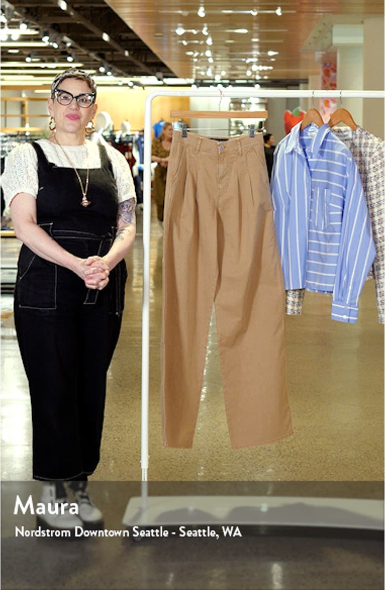 Mia Double Pleat Wide Leg Stretch Cotton Pants, sales video thumbnail