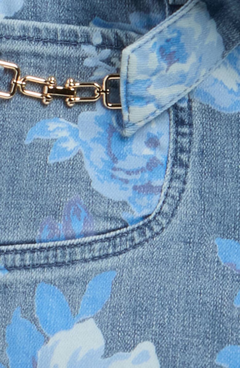 Tractr Kids' Floral Belted Denim Shorts, Alternate, color, Blue Flora
