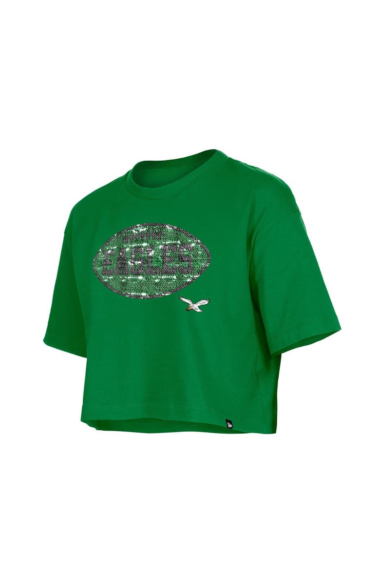 New Era Girl's New Era Kelly Green Philadelphia Eagles Flip Sequin Boxy T-Shirt, Alternate, color, Kelly Green