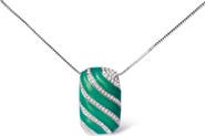 Haus of Brilliance Silver Turquoise Enamel and 1/2 Cttw Diamond Block Pendant Necklace