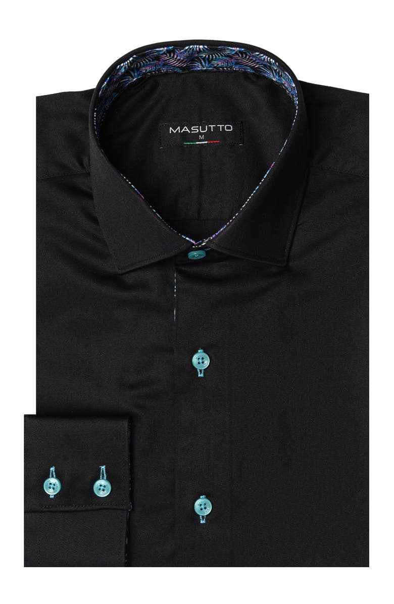 MASUTTO Aria Solid Button-Up Long Sleeve Shirt, Main, color, Black