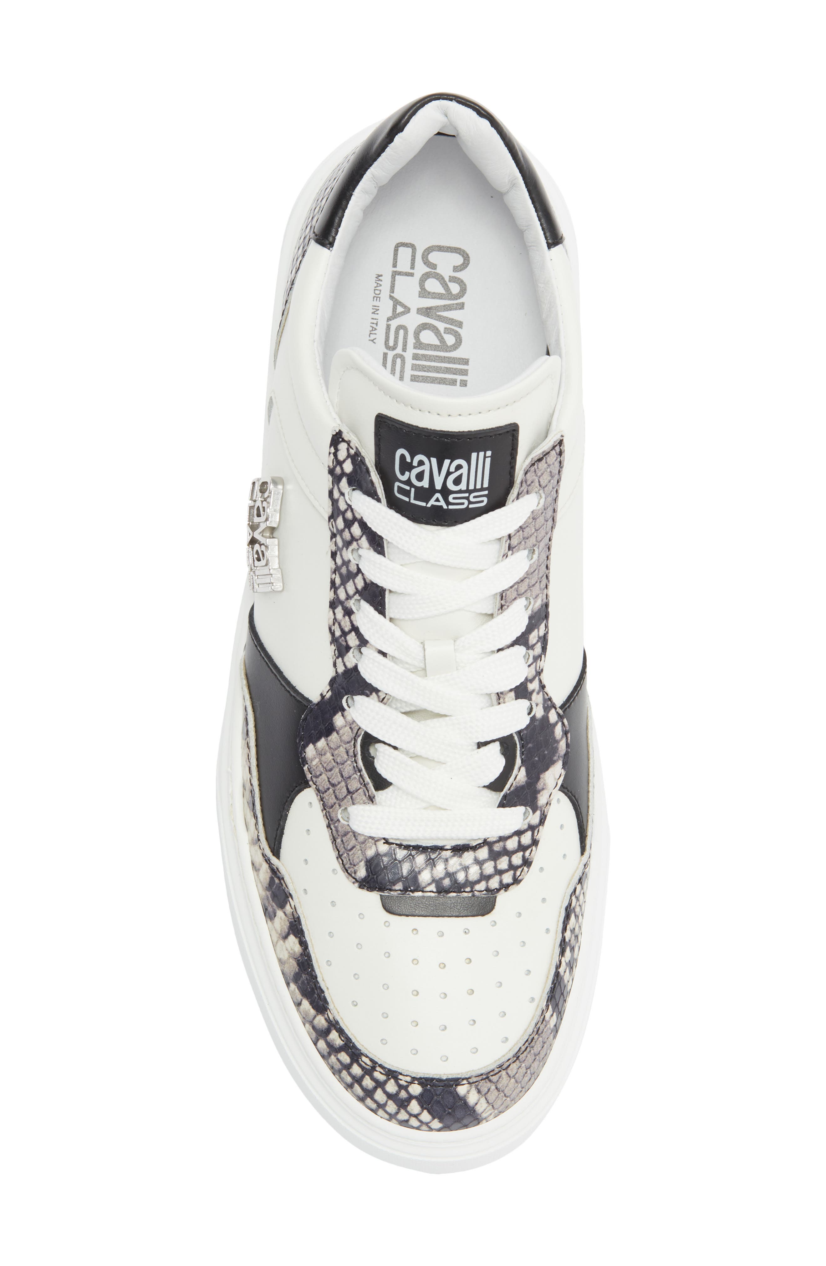 Roberto Cavalli Paneled Leather Sneaker, Alternate, color, White