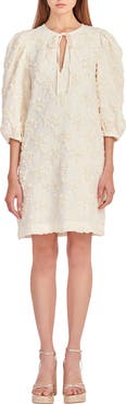 English Factory Ribbon Embroidery Tie Neck Dress