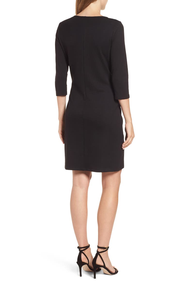 Gibson Knot Front Stretch Knit Body-Con Dress, Alternate, color, BLACK