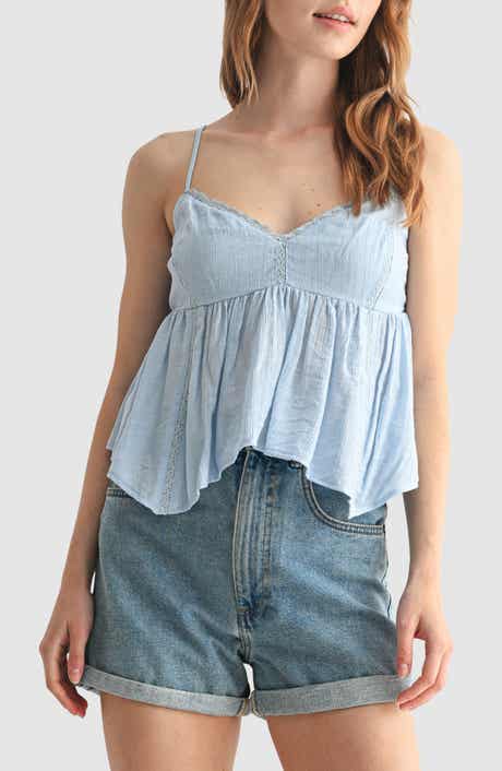 All in Favor Lace Detail Handkerchief Hem Camisole