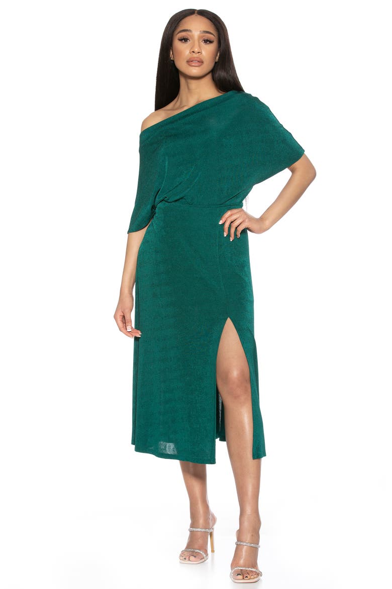 Side Slit Midi Skirt, Alternate, color, EMERALD
