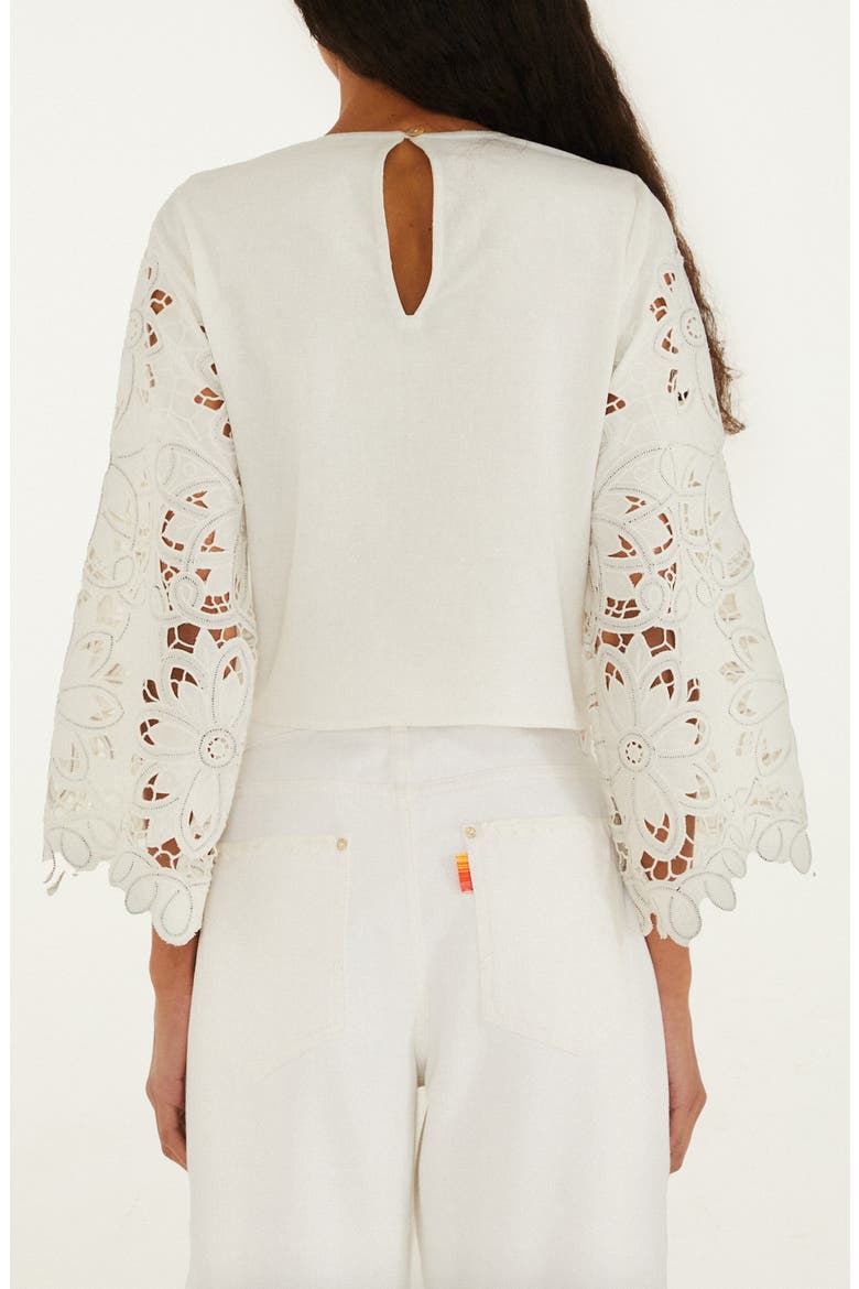 Flowers Richelieu Blouse, Alternate, color, OFF-WHITE