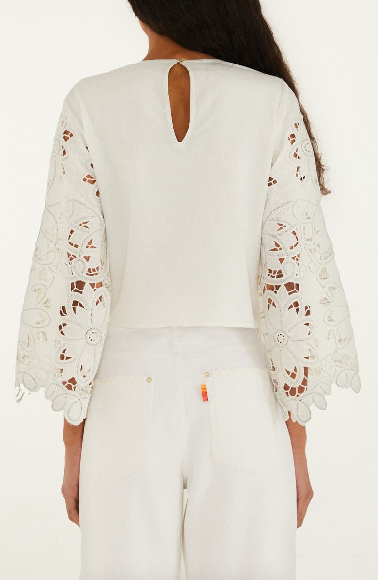 FARM Rio Flowers Richelieu Blouse, Alternate, color, Off-White