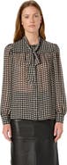 GERARD DAREL Alisha Sheer Tie Neck Printed Blouse