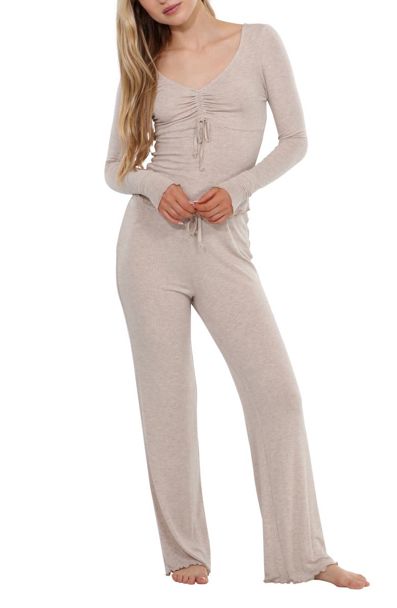 Honeydew Dreamland Lounge Rib Pajamas, Main, color, Oatmeal