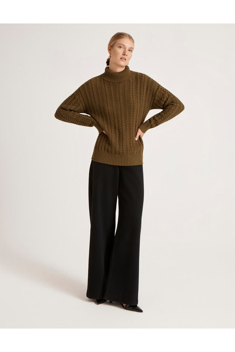 Vivana Turtle Neck Knitted Sweater, Alternate, color, Khaki