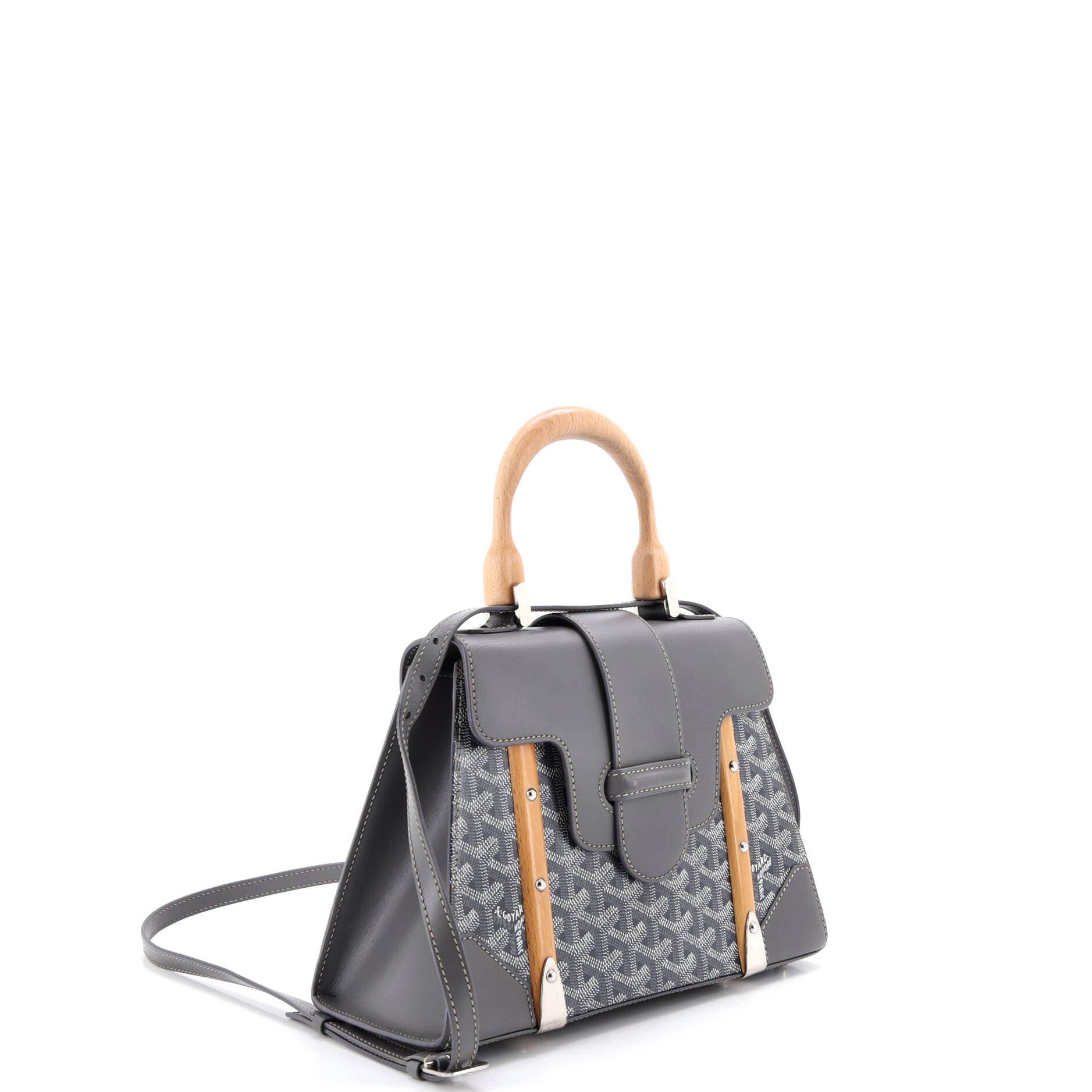 Pre-Owned Goyard Saigon Top Handle Bag Coated Canvas with Leather PM, Alternate, color, Gray
