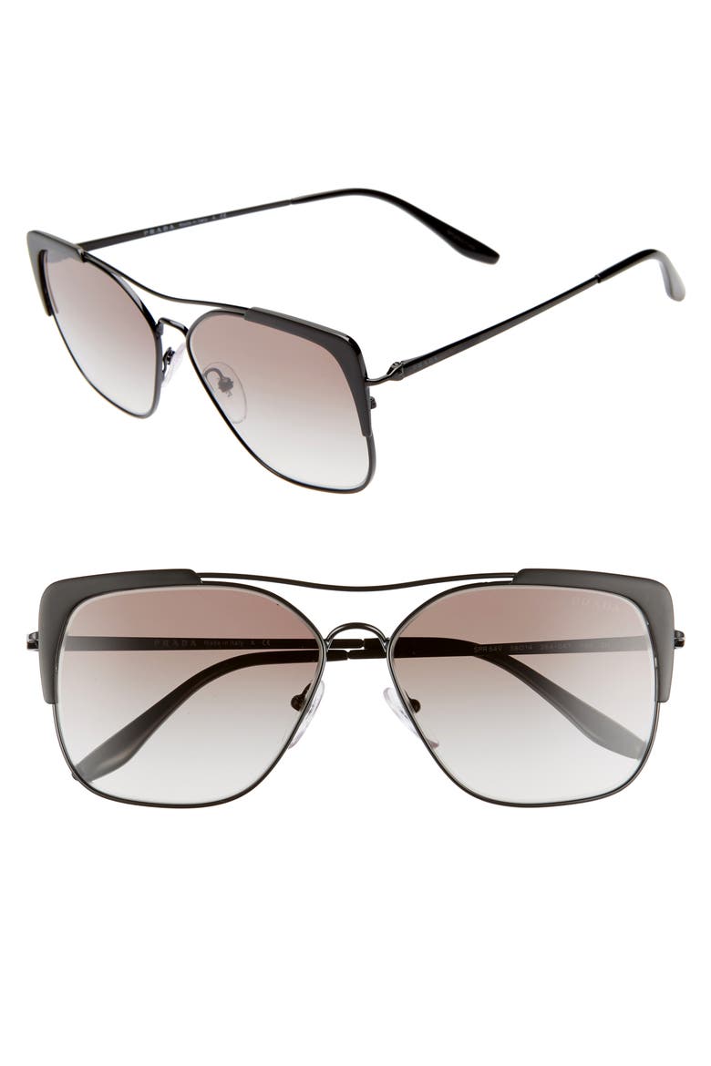 58mm Square Sunglasses, Main, color, MATTE BLACK GRADIENT