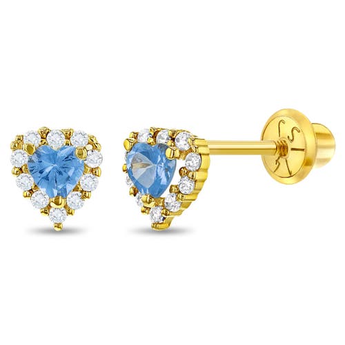 In Season Jewelry 14k Princess Heart Cubic Zirconia Earrings in Blue at Nordstrom
