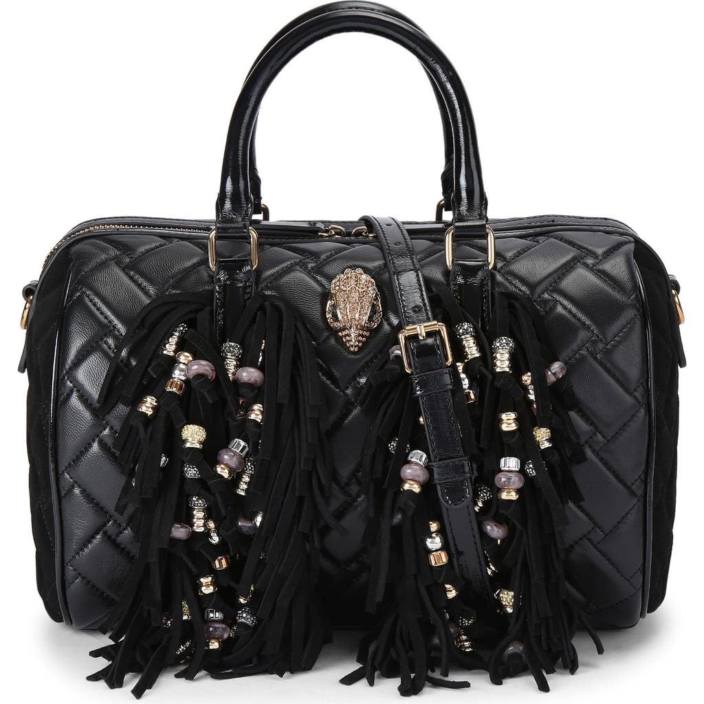 Kurt Geiger London Kensington Boston Fringe Top Handle Bag In Black