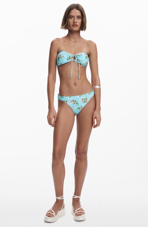 Desigual Pineapple Print Bikini Top In Light Turquoise
