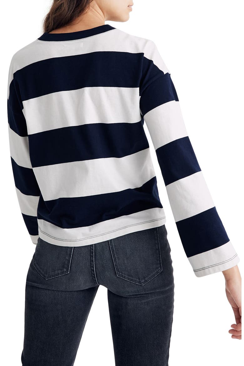 Rugby Stripe Easy Crop Long Sleeve Tee, Alternate, color, DARK NIGHTFALL SOURDOUGH STR