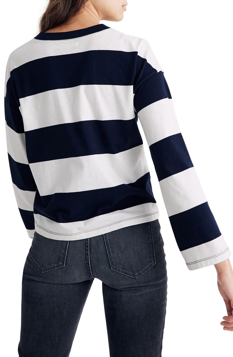 Madewell Rugby Stripe Easy Crop Long Sleeve Tee, Alternate, color,