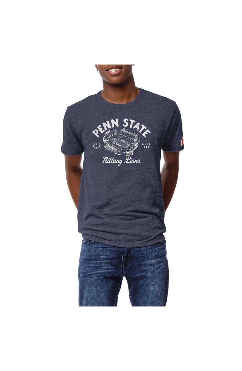 LEAGUE COLLEGIATE WEAR Men's League Collegiate Wear Heather Navy Penn State Nittany Lions Stadium Victory Falls Tri-Blend T-Shirt, Alternate, color, 