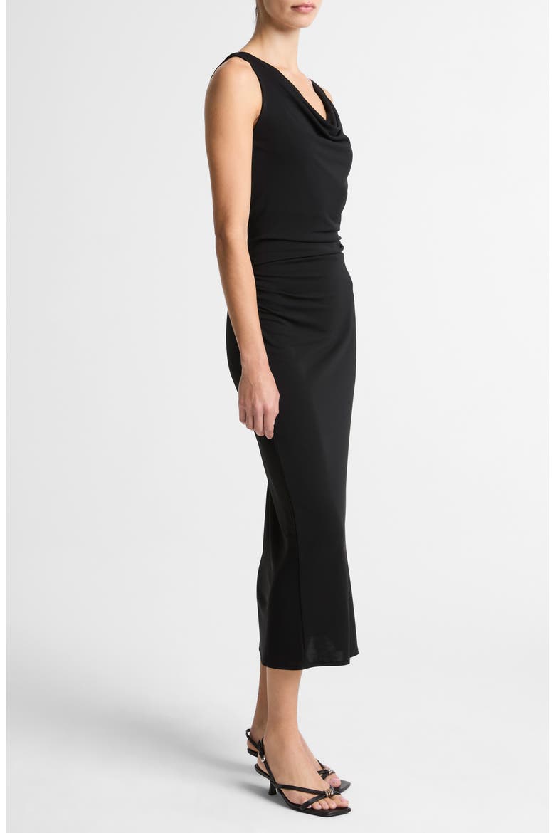 Cowl Neck Matte Jersey Midi Dress, Alternate, color, BLACK