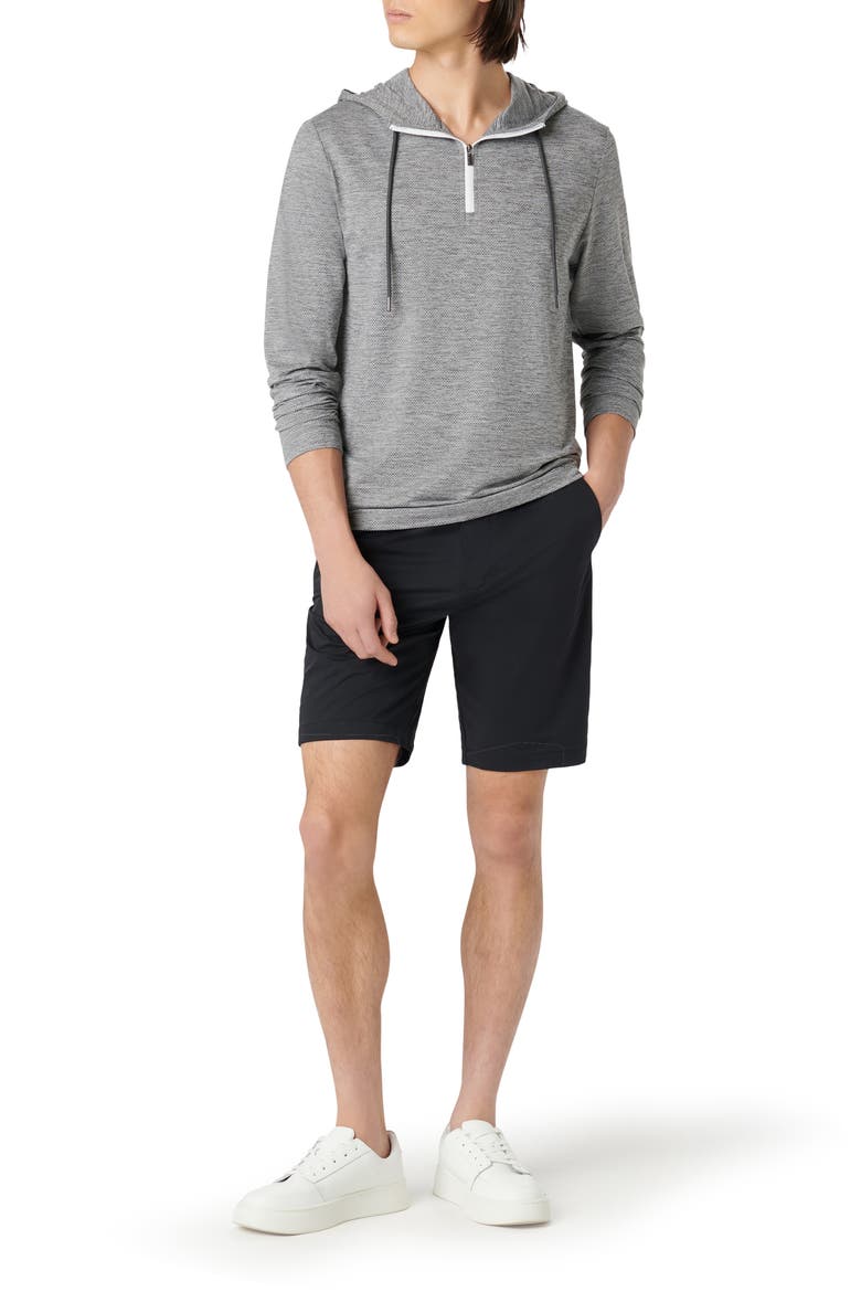 Quarter Zip Performance Hoodie, Alternate, color, HEATHERED BLACK