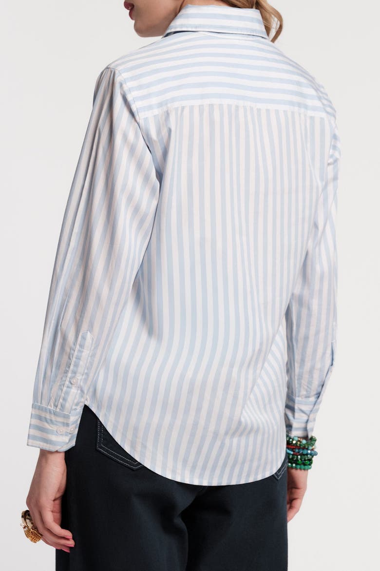 Perfect Button Down Stripe, Alternate, color, Oyster/Light Blue