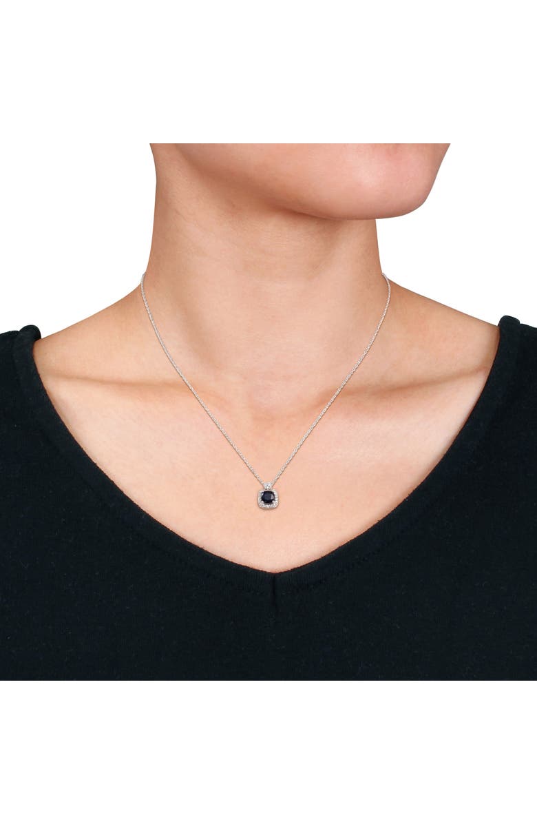 Julianna B. Gemstone & Diamond Halo Cluster Necklace 10K, Alternate, color, Sapphire