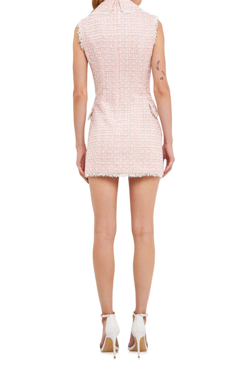 Check Double Breasted Tweed Minidress, Alternate, color, PINK