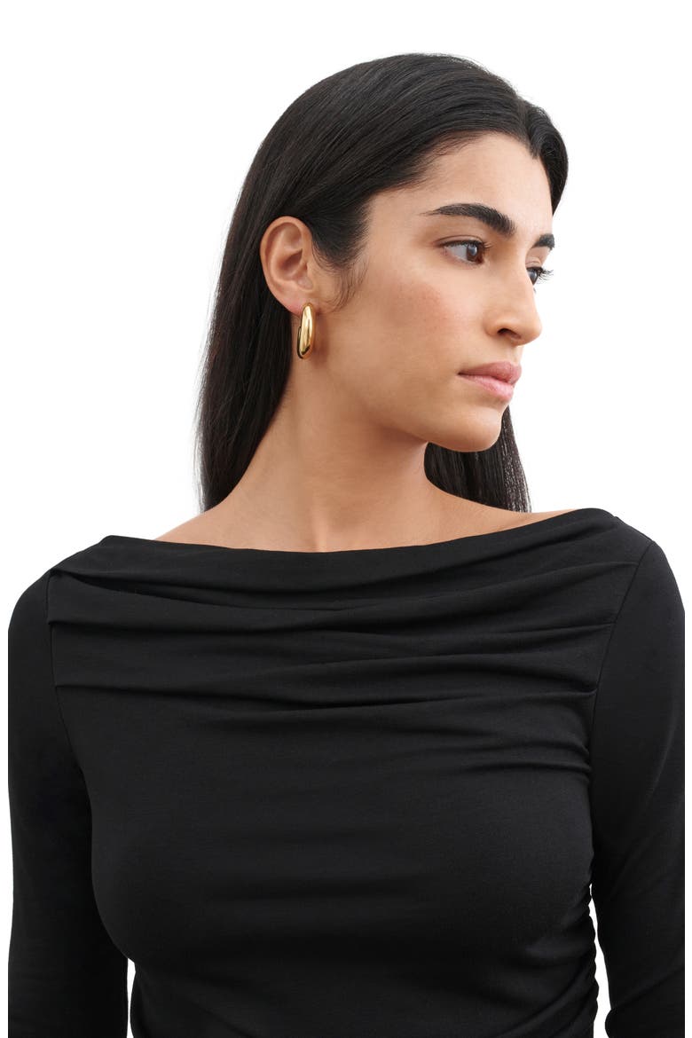 Cooper Ruched Bateau Top, Alternate, color, BLACK