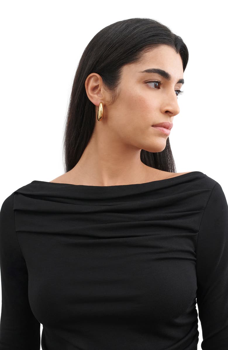 Marcella Cooper Ruched Bateau Top, Alternate, color, Black