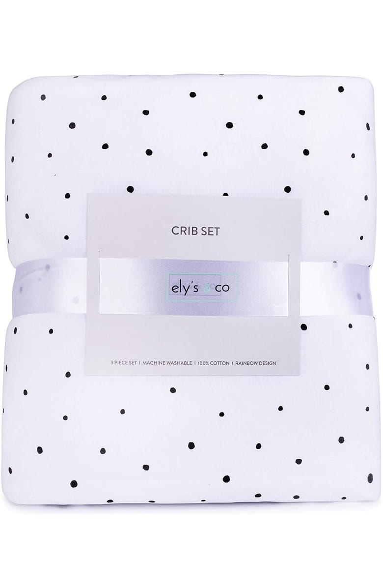 Crib Set Baby Crib Bedding Sets Includes Crib Sheet, Quilted Blanket, Crib Skirt, and Baby Pillowcase, Alternate, color, Black & White Polka Dot