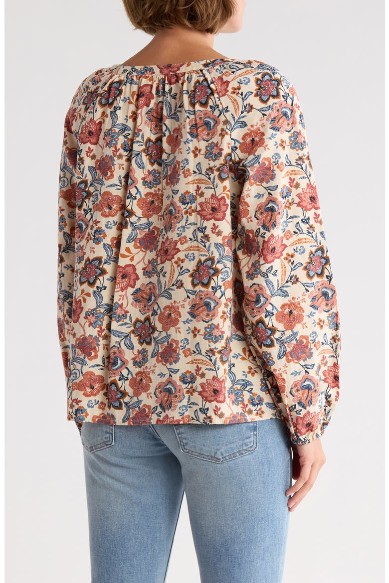 Floral Henley, Alternate, color, MULTI FLORAL WARM