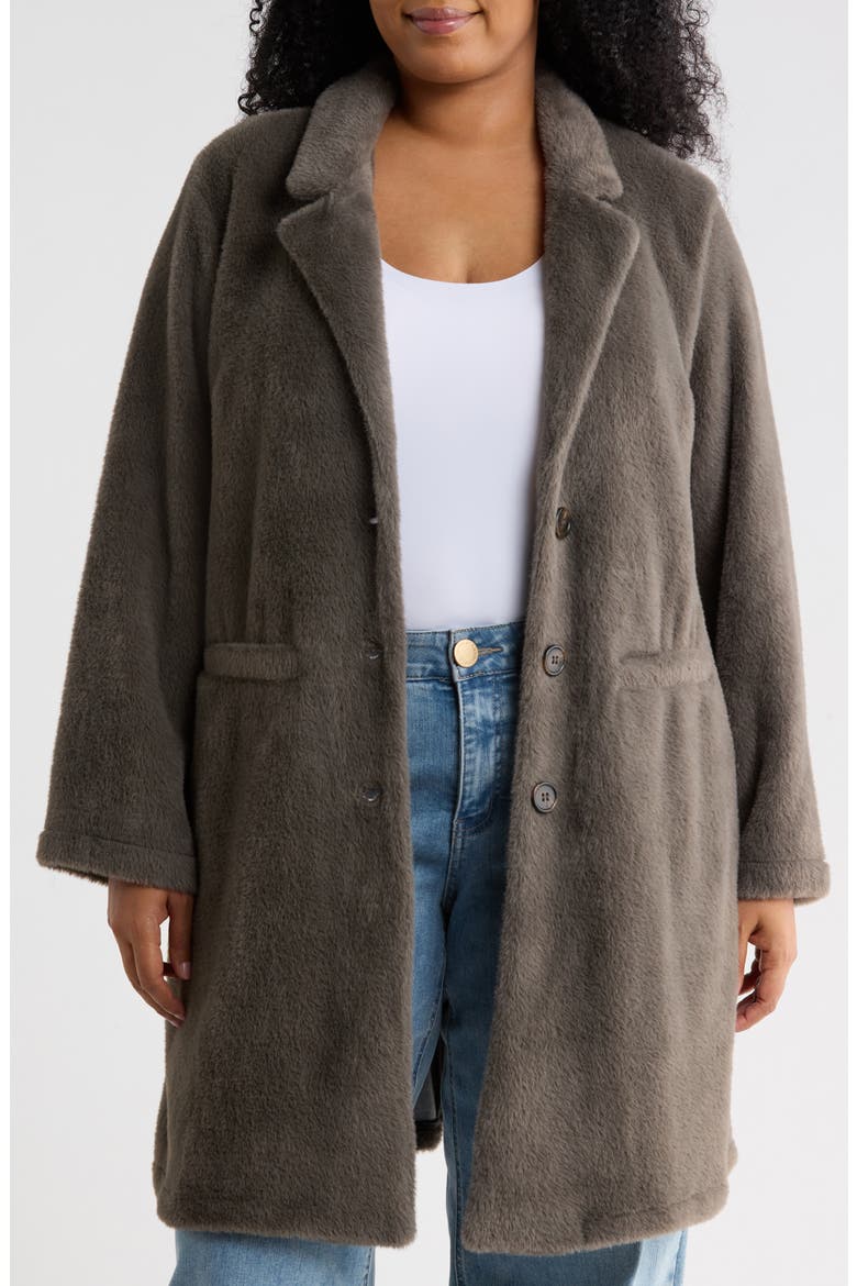 Hometown Faux Fur Coat, Alternate, color, BURNT INK GREY