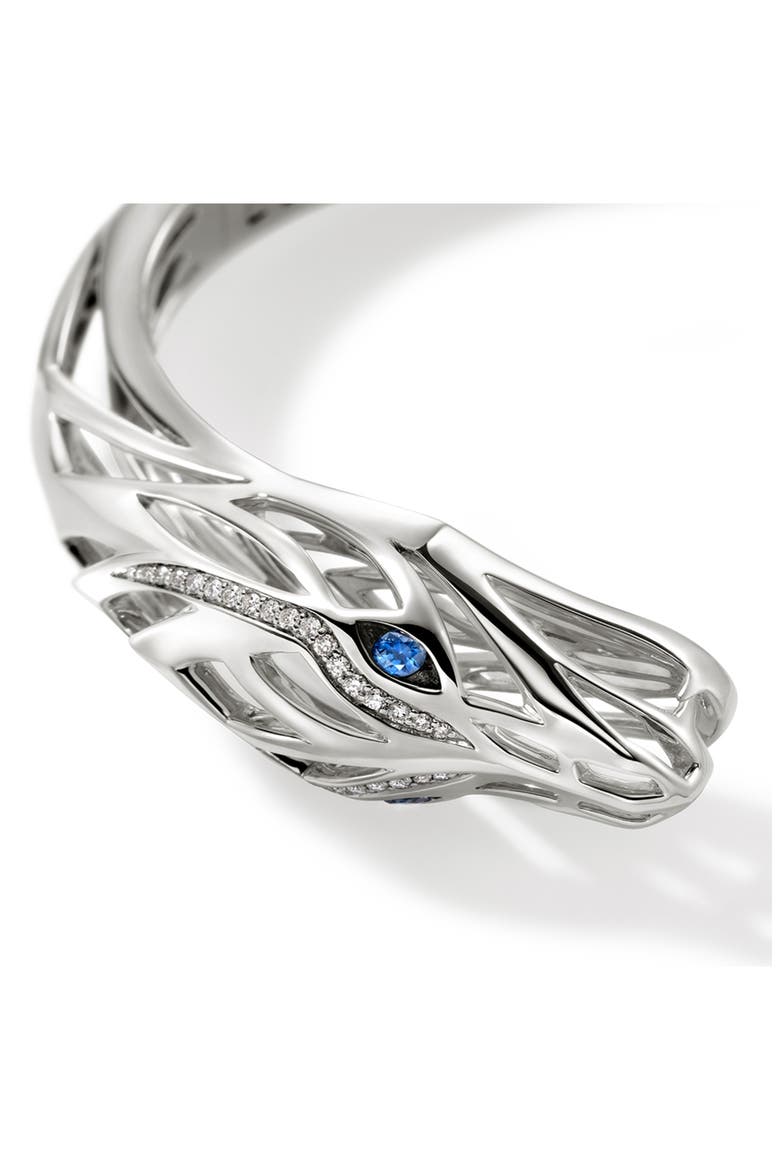Naga Hinged Cuff, Sterling Silver, Diamonds, Alternate, color, SILVER