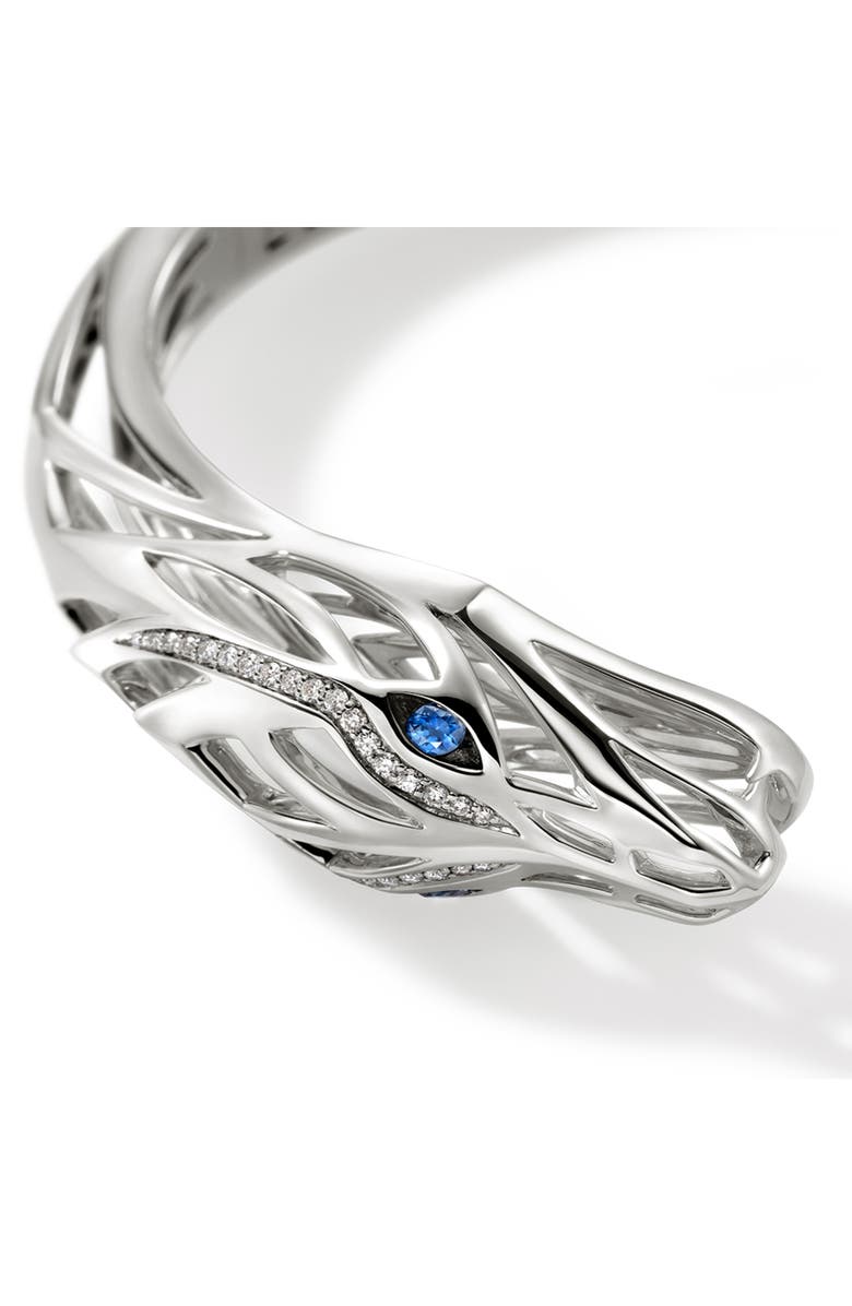 John Hardy Naga Hinged Cuff, Sterling Silver, Diamonds, Alternate, color, Silver