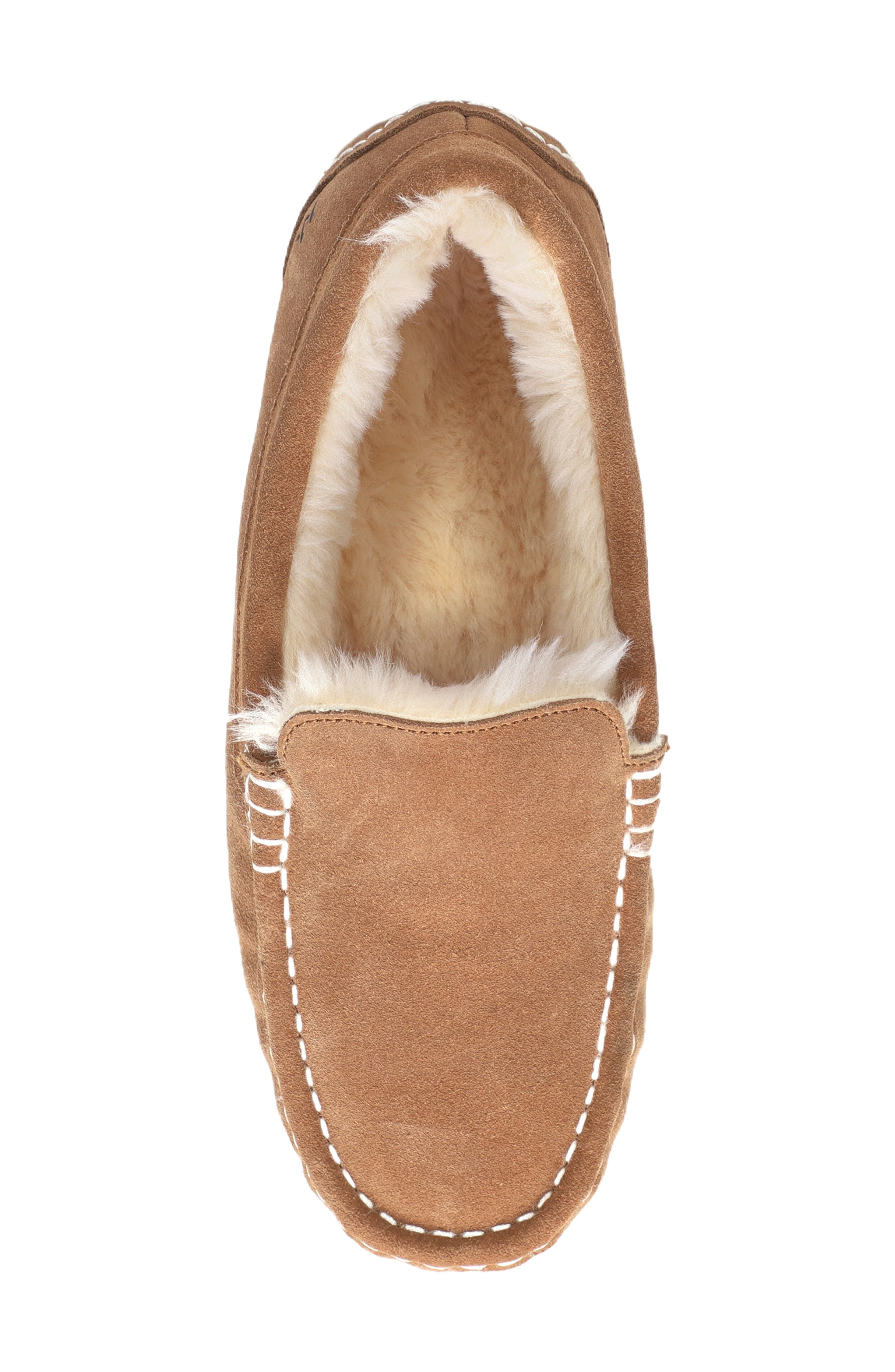 Mykos Suede Genuine Shearling Lined Slipper, Alternate, color, Chestnut