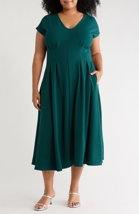 Pleated Waist A-Line Dress