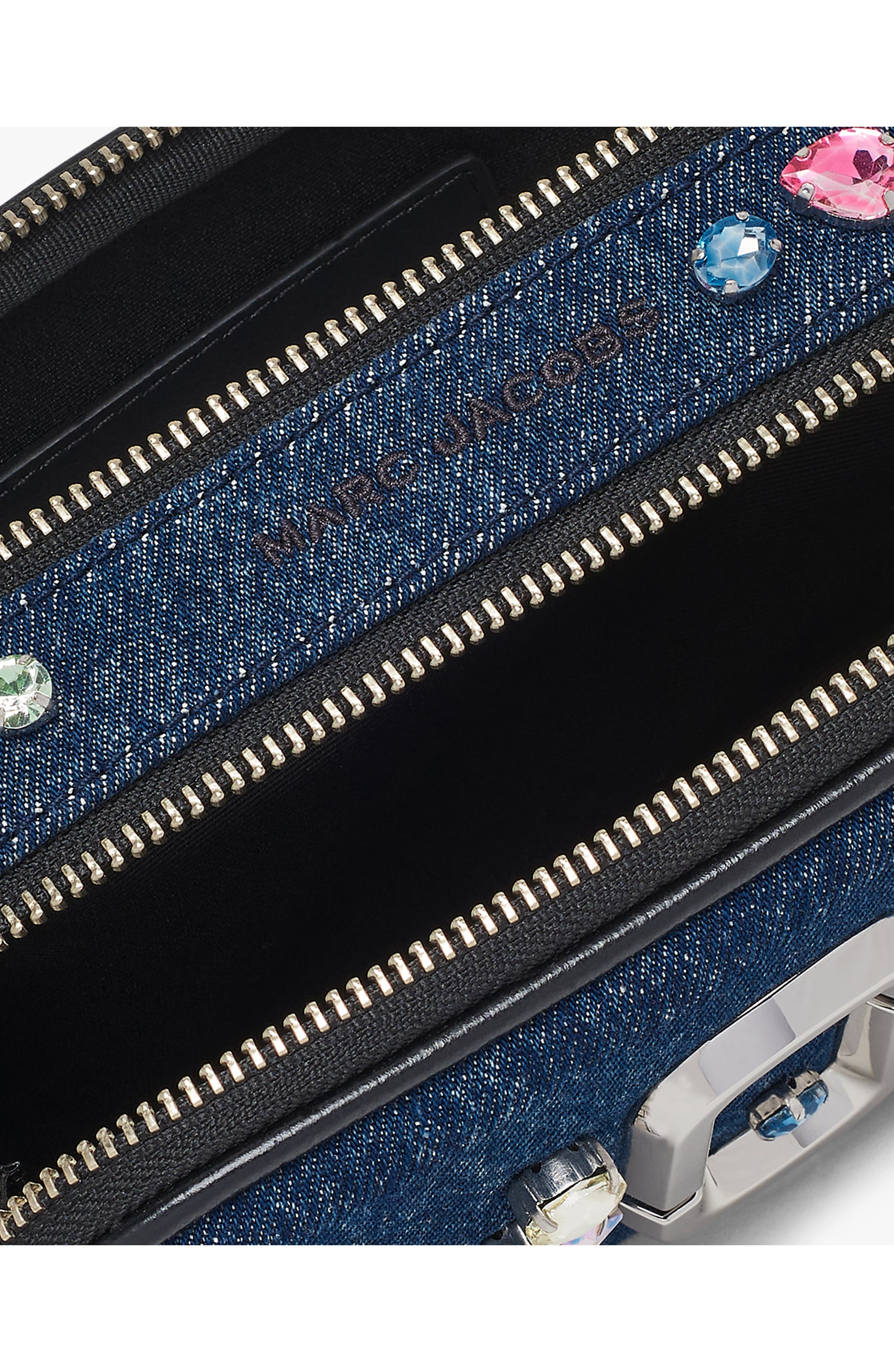 Marc Jacobs The Gem Denim Snapshot Crossbody Bag, Alternate, color, Indigo