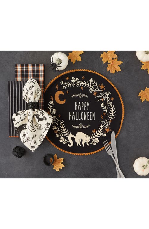 Design Imports Spooky Wreath Embellised Set Of Four Placemats In Black