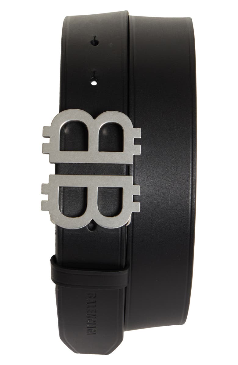 Balenciaga Crypto BB Leather Belt, Main, color, 