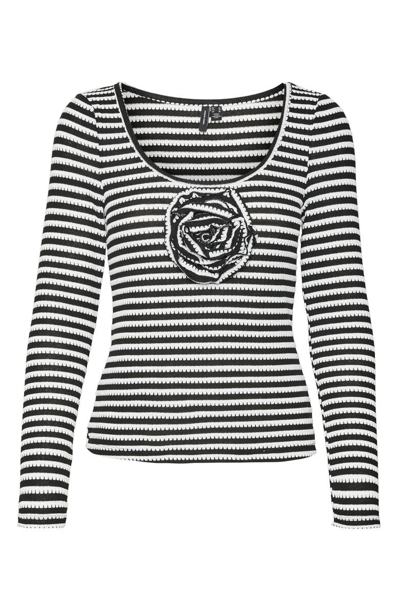 VERO MODA Stripe Jacquard Rosette Knit Top, Alternate, color, 